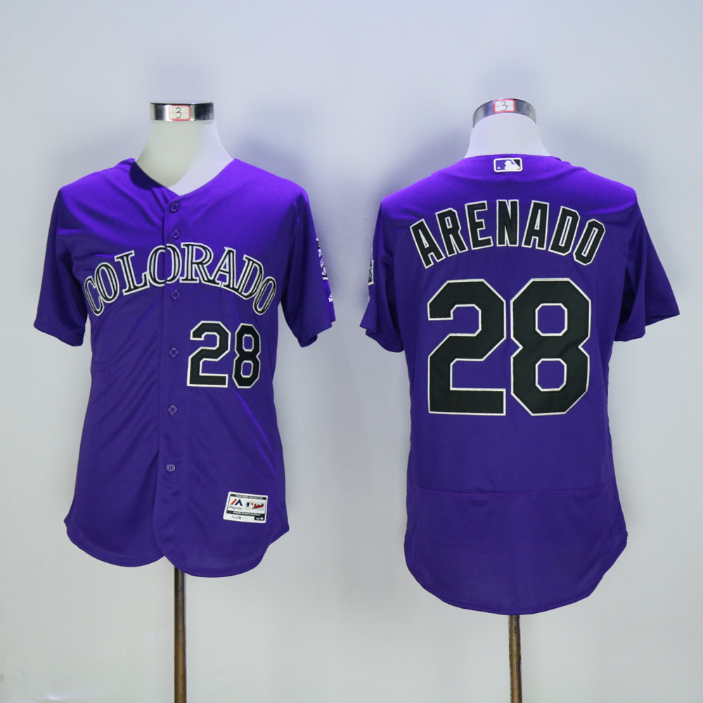 Men Colorado Rockies #28 Arenado Purple MLB Jerseys
